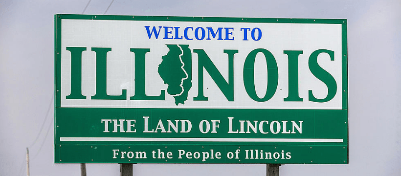 welcome to illinois road sign