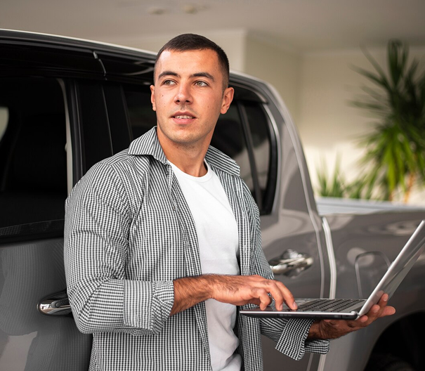 Driver education student taking an online class