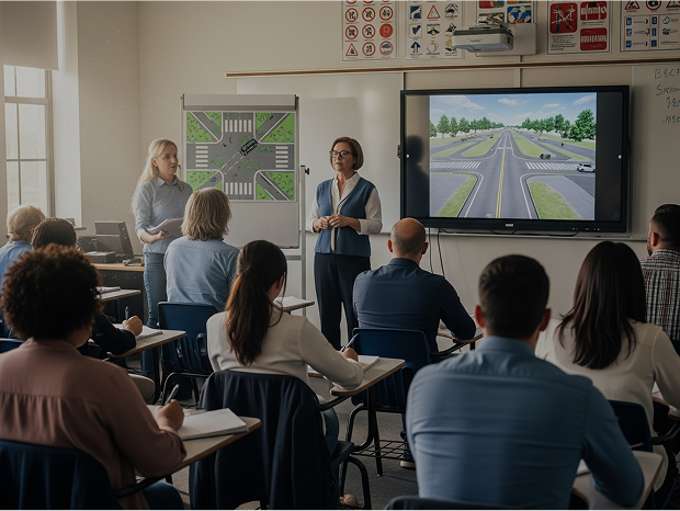 Students learning in Ohio driver ed classroom