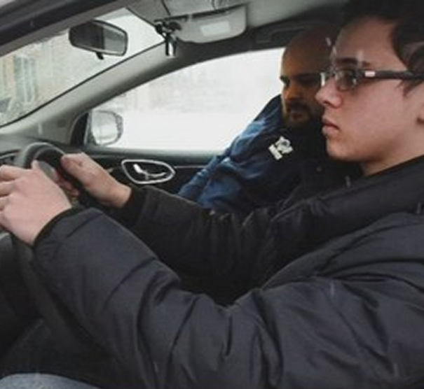 Student driver during behind the wheel training