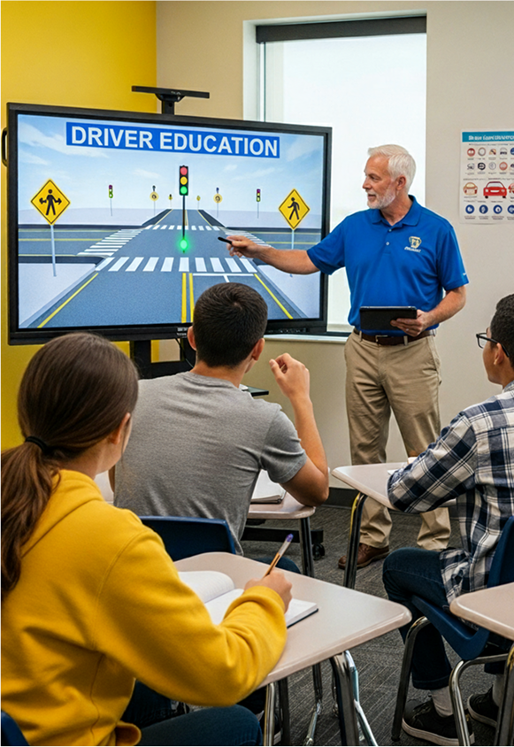 Adult student taking Top Driver's online class